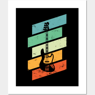 Vintage Style J-Style Bass Guitar Retro Colors Posters and Art